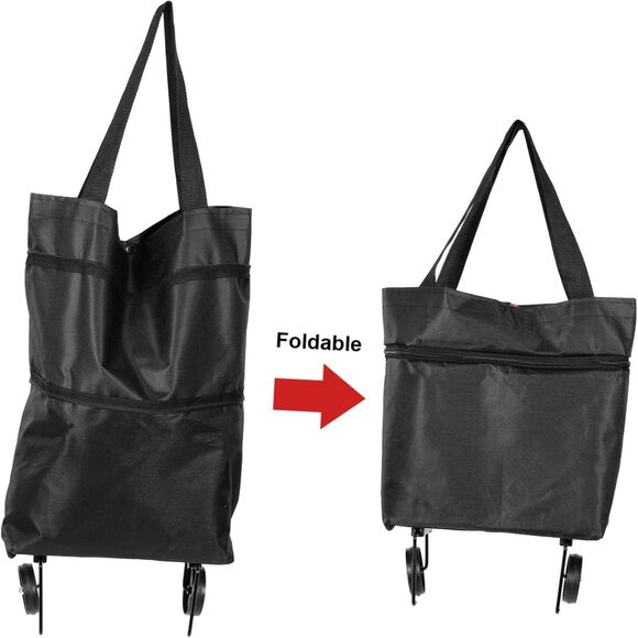 Black Metal Canvas Foldable Grocery Bag Outdoor (4389) - Picture 4 of 9